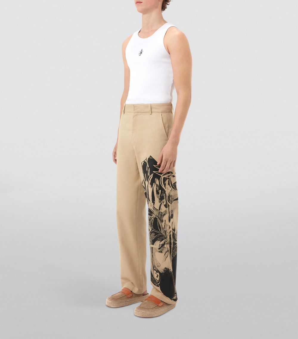 Jw Anderson Jw Anderson X Pol Anglada Cotton Printed Chinos