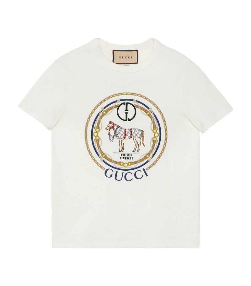 Gucci Gucci Horse Embroidered Logo T-Shirt