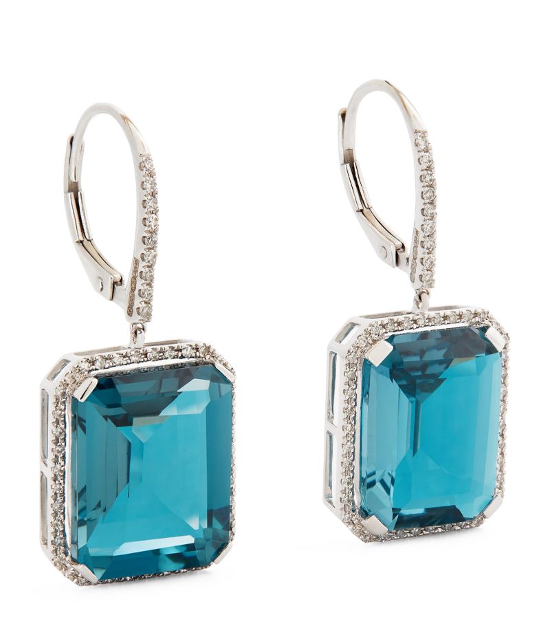 Shay Shay White Gold, Diamond And Topaz Portrait Drop Earrings