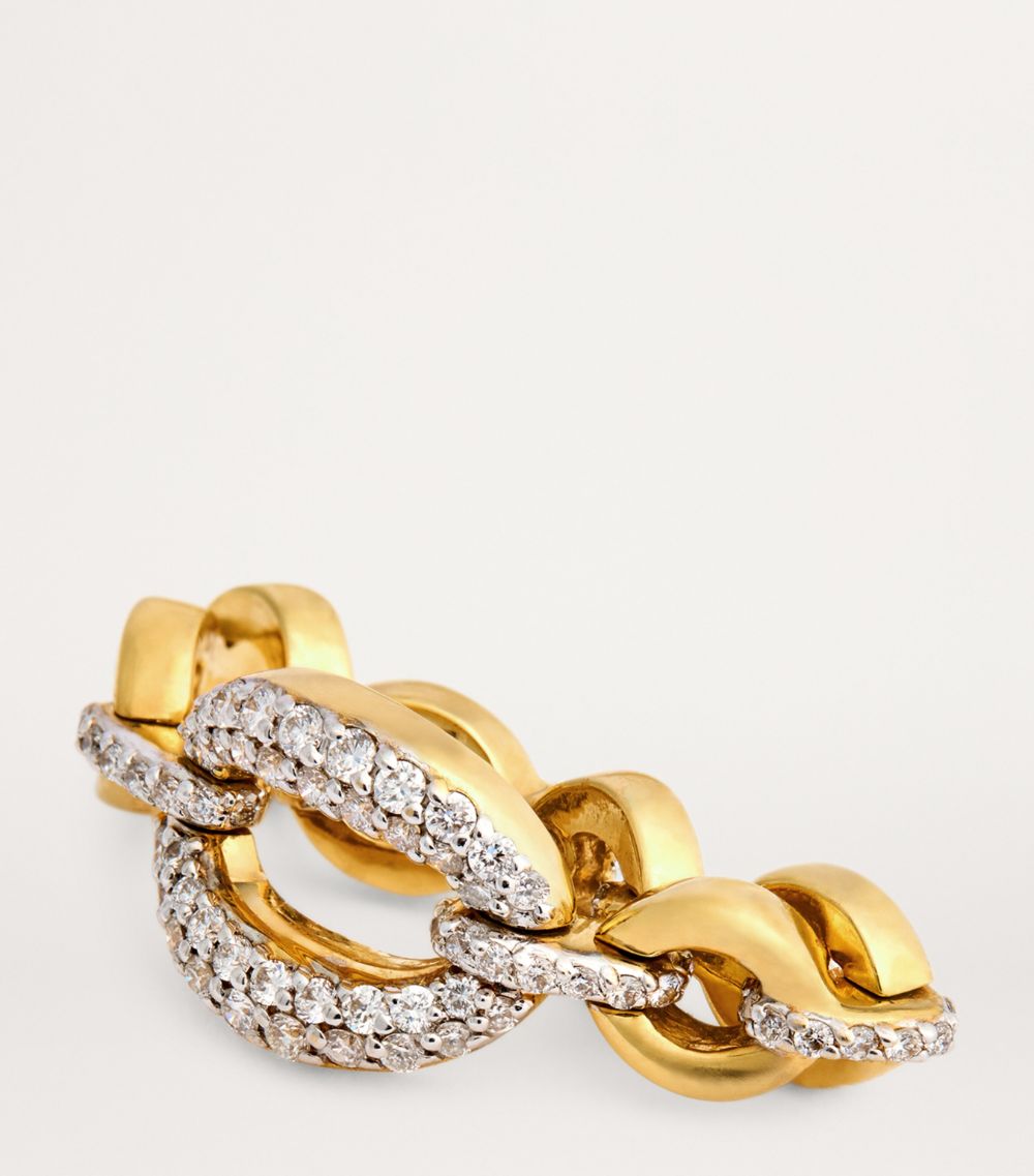 Nadine Aysoy Nadine Aysoy Yellow Gold And Diamond Catena Large Link Ring