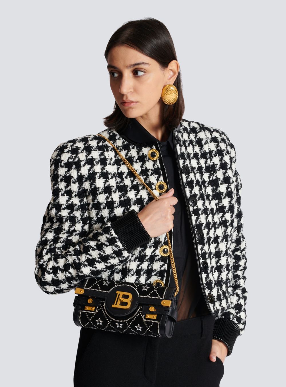 Balmain Balmain Leather Embellished B-Buzz Cross-Body Bag