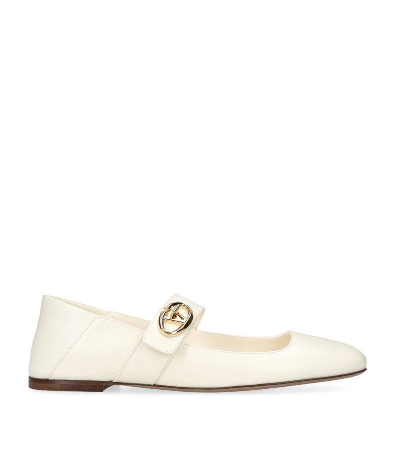 VALENTINO GARAVANI Valentino Garavani Leather Vlogo Locker Ballet Flats