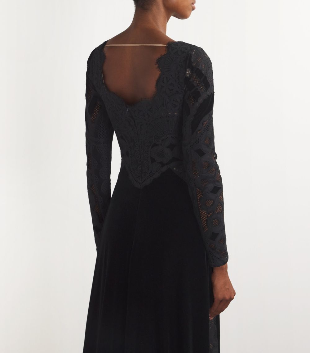 Honayda Honayda Velvet And Lace Gown