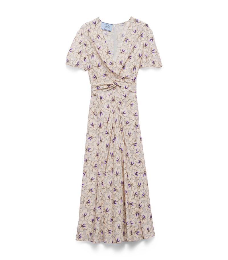 Prada Prada Anemone Print Midi Dress