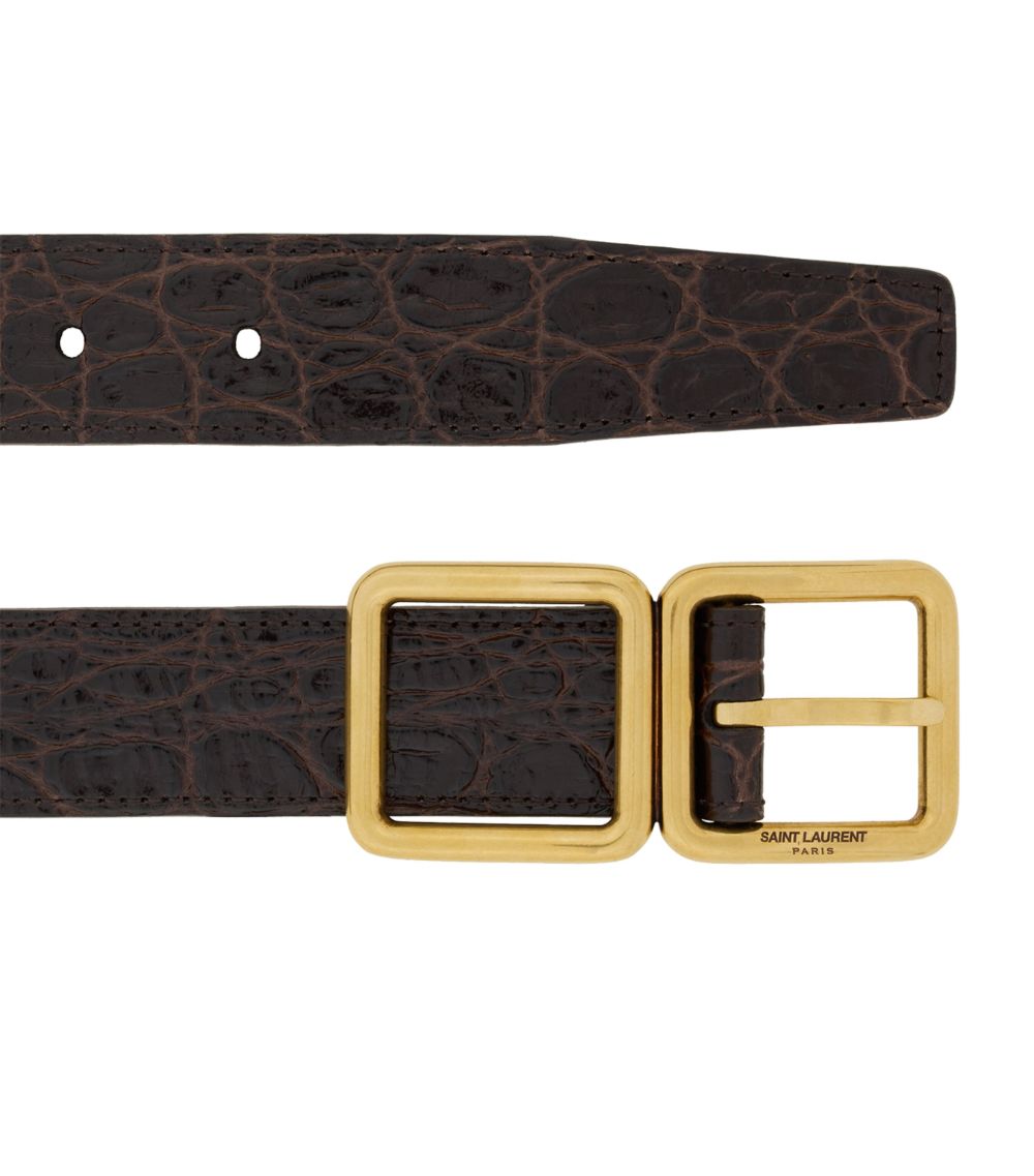 Saint Laurent Saint Laurent Leather Croc-Embossed Belt