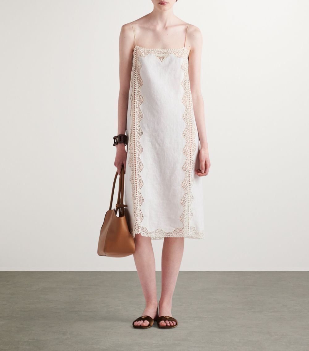 Prada Prada Linen Lace-Trim Midi Dress