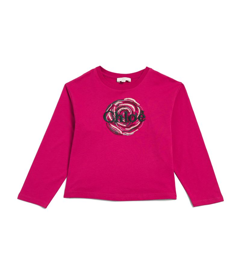 Chloé Kids Chloé Kids Cotton Embroidered T-Shirt (4-14 Years)