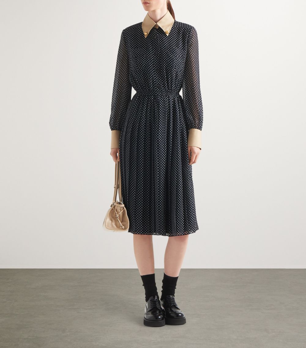 Prada Prada Georgette Polka-Dot Midi Dress