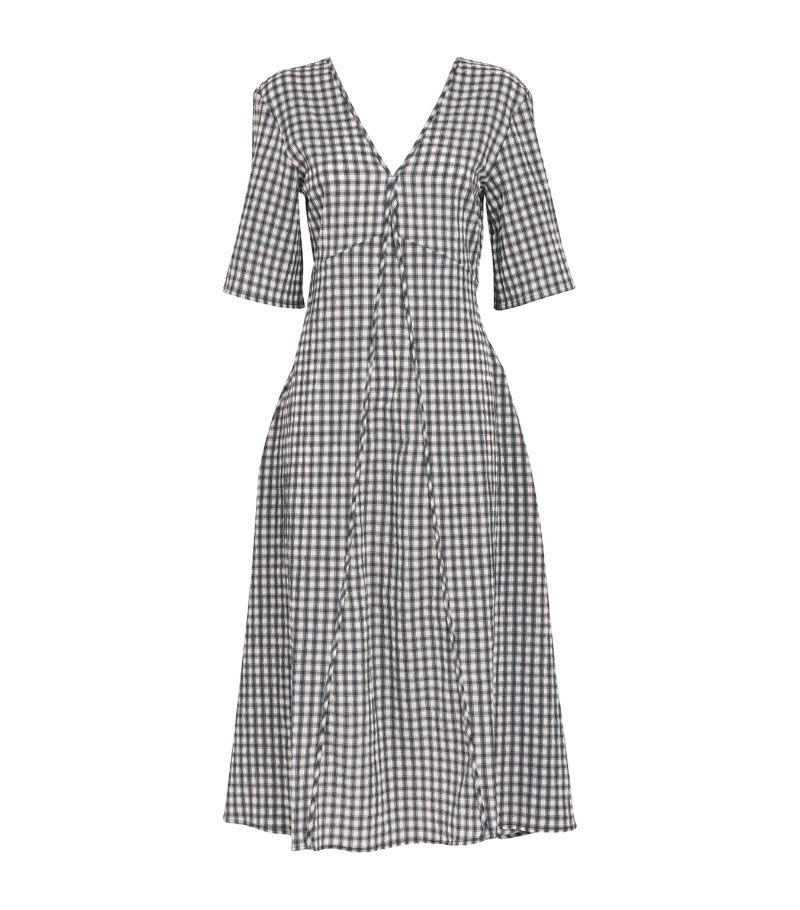 Ganni Ganni Seersucker Gingham Midi Dress