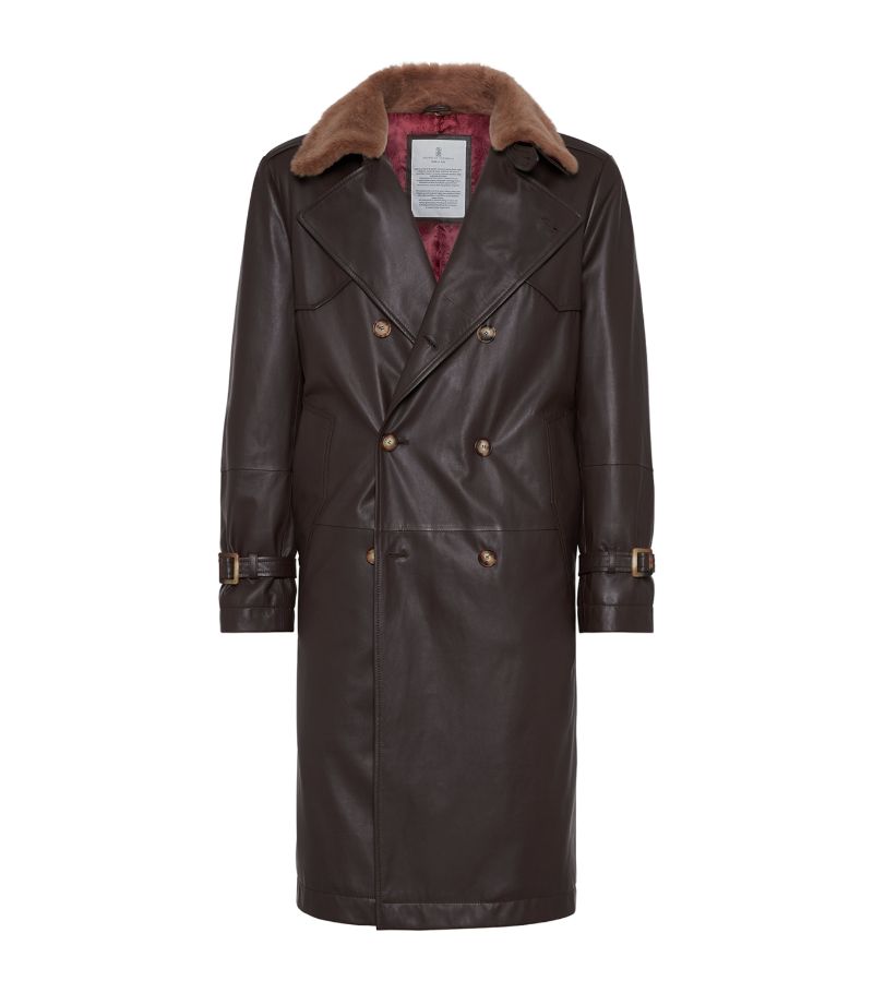 Brunello Cucinelli Brunello Cucinelli Leather Padded Trench Coat