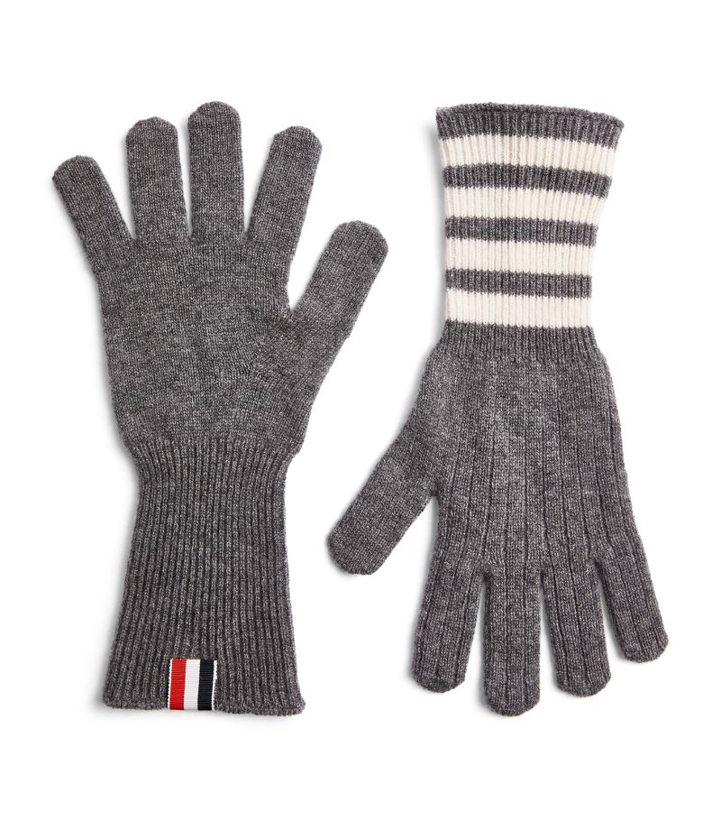 Thom Browne Thom Browne Cashmere 4-Bar Gloves