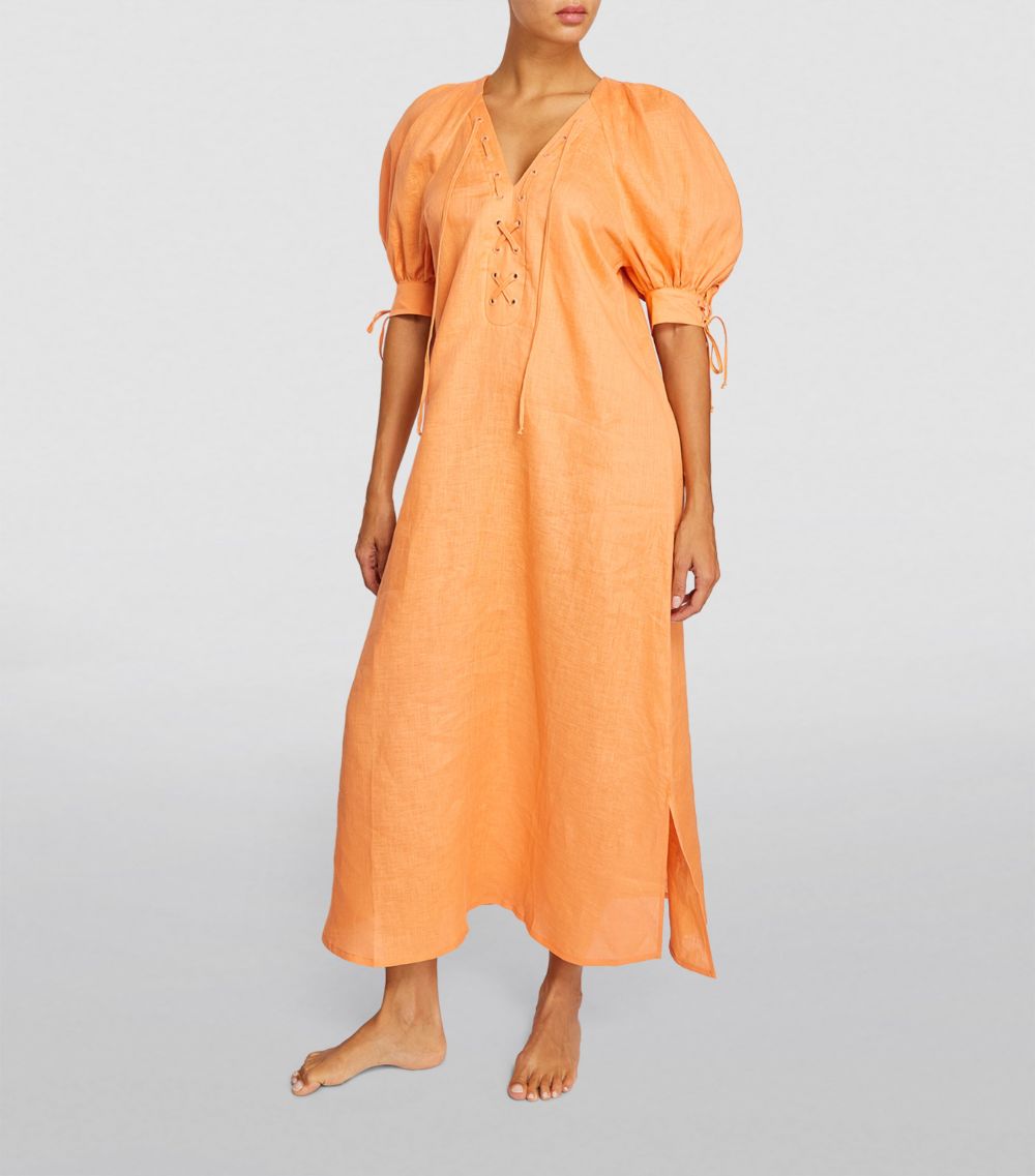 SLEEPER Sleeper Linen Garden Midi Dress