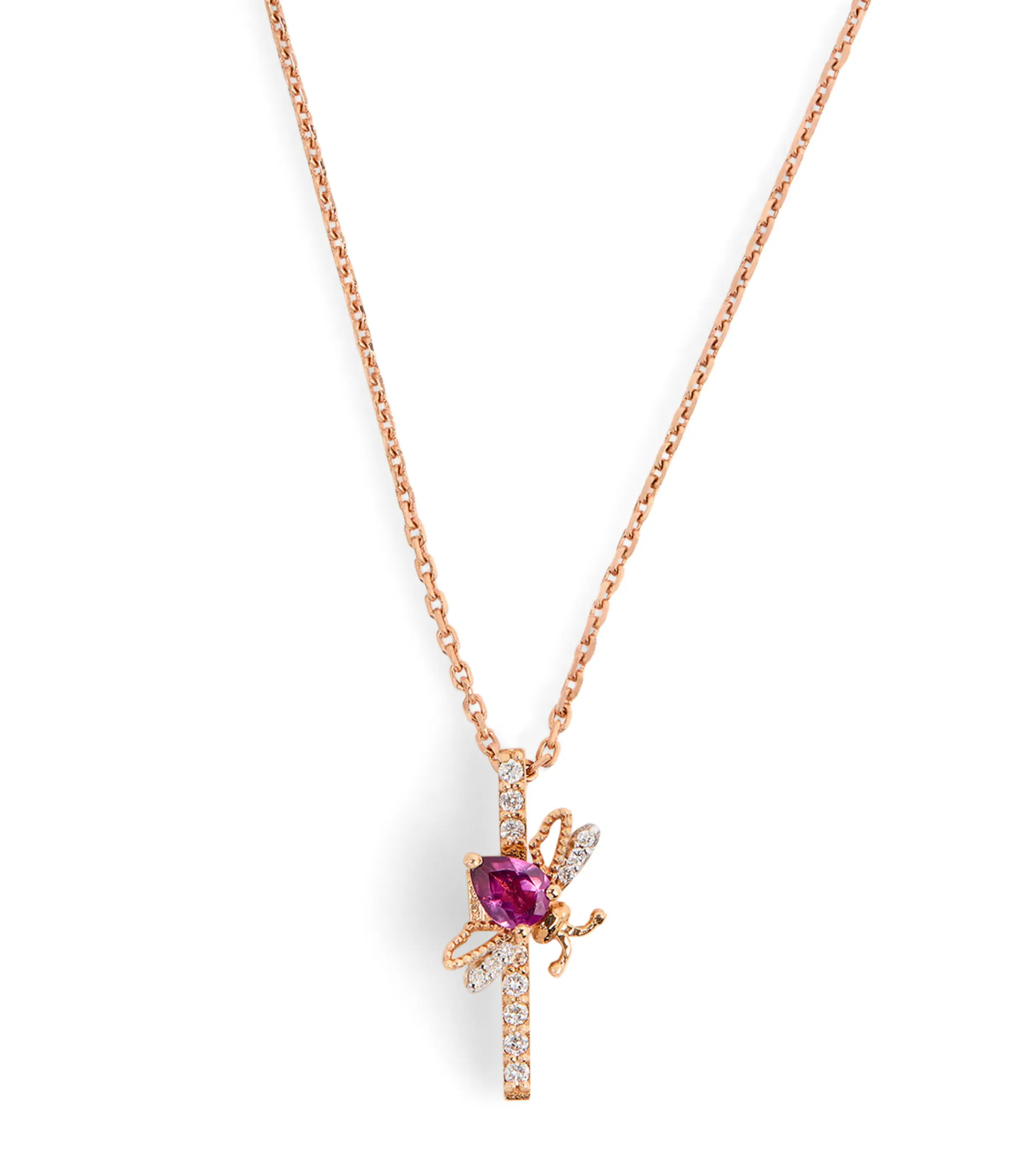 Bee Goddess Bee Goddess Rose Gold, Diamond and Radolite Letter I Necklace