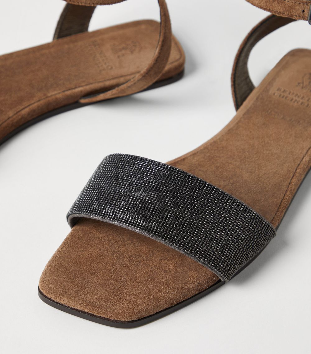 Brunello Cucinelli Brunello Cucinelli Suede Monili-Strap Sandals