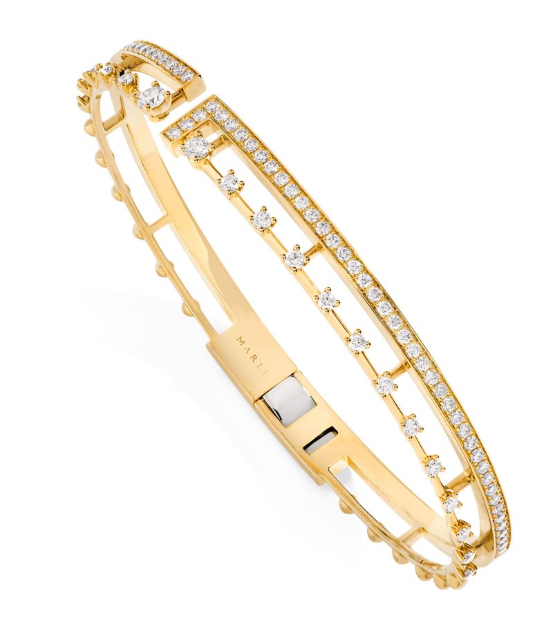  Marli New York Small Yellow Gold And Diamond Avenues Bangle