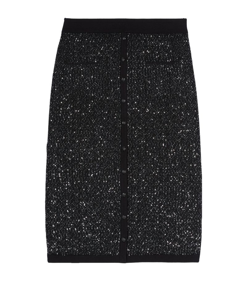 The Kooples The Kooples Sequinned-Knit Pencil Skirt