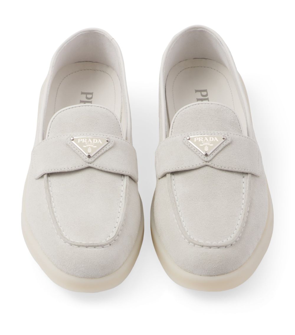 Prada Prada Suede Triangle Loafers