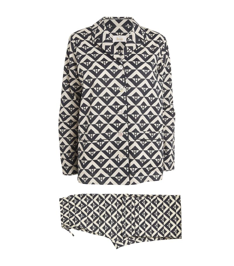 Harrods Harrods Cotton Geometric Print Pyjama Set