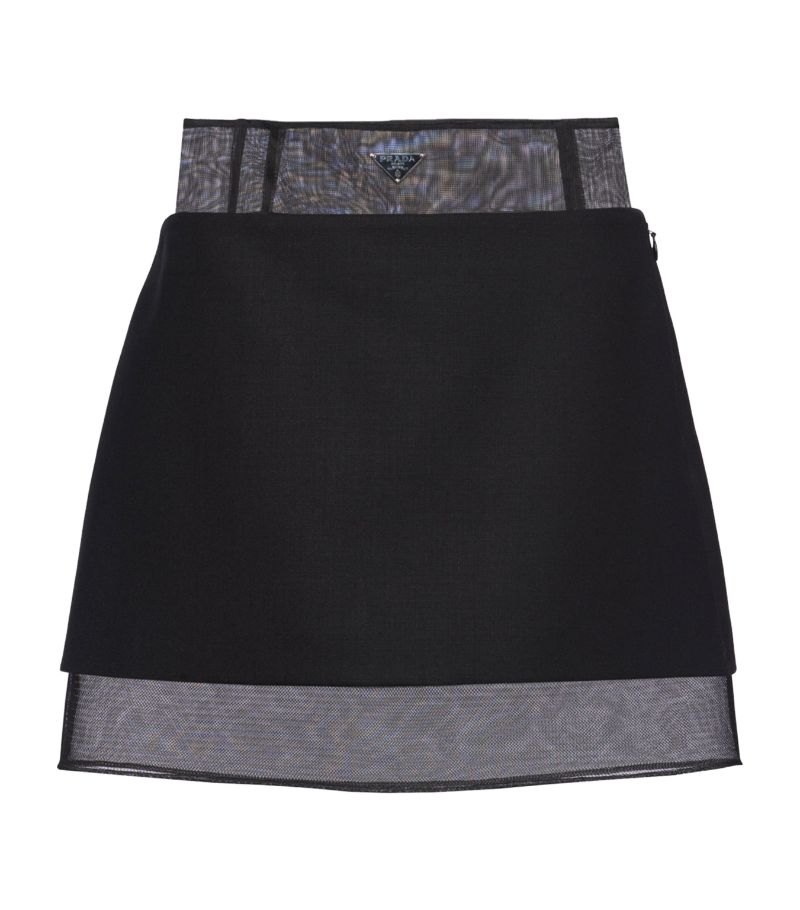 Prada Prada Wool And Crinoline Mini Skirt