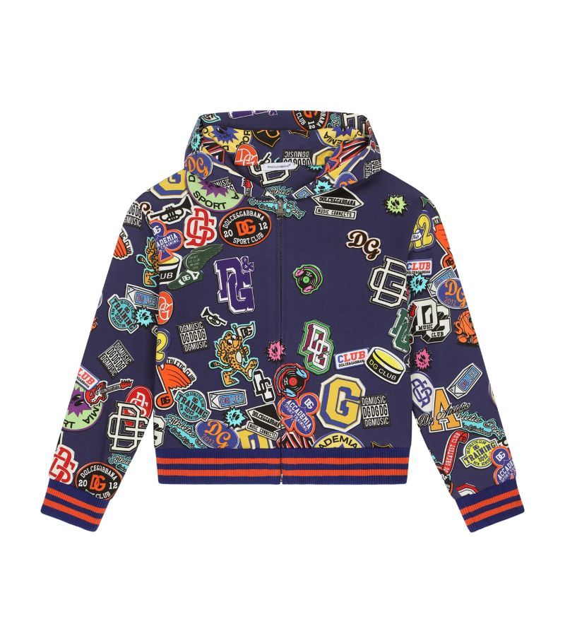 Dolce & Gabbana Dolce & Gabbana Kids Cotton Sticker Print Hoodie (2-6 Years)