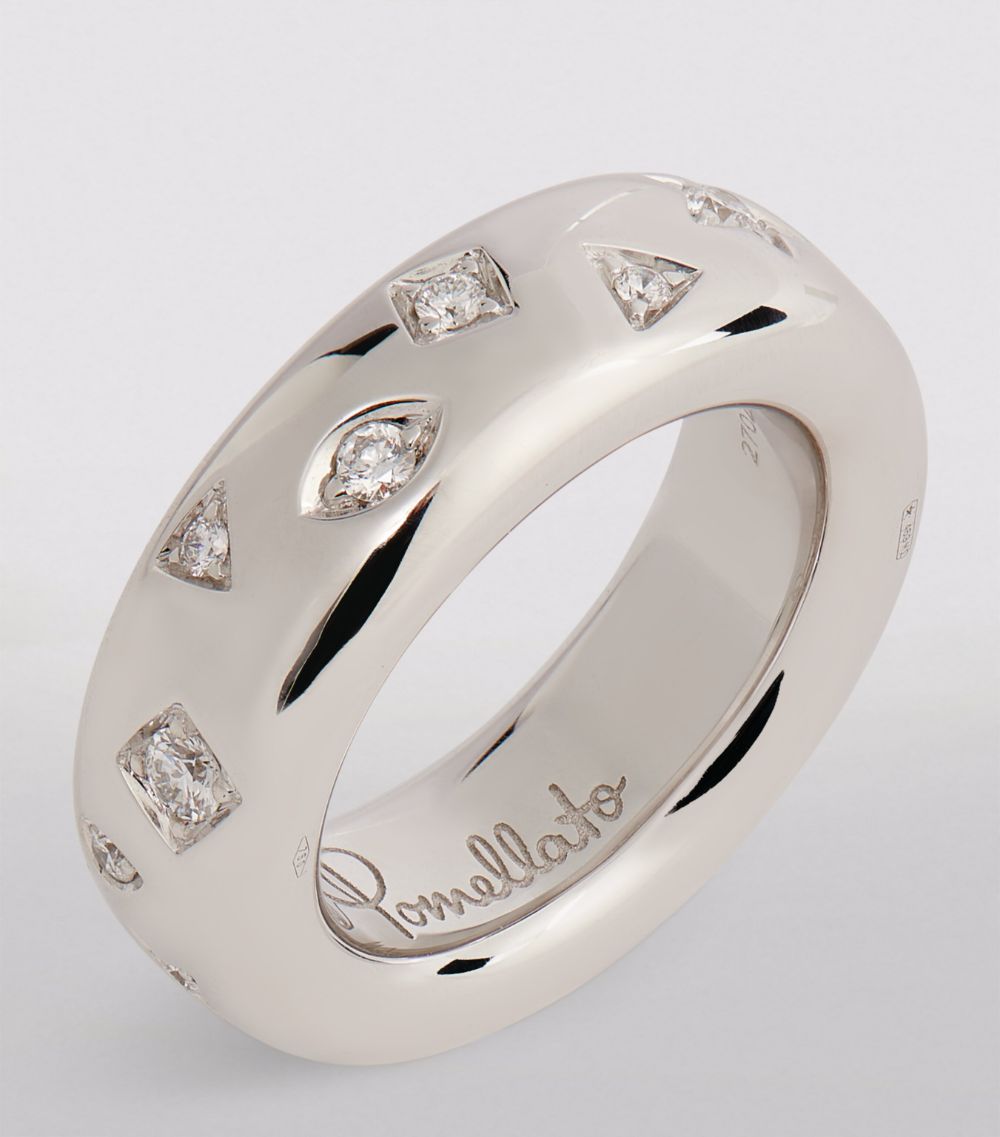 Pomellato Pomellato Rhodium-Plated White Gold And Diamond Medium Iconica Ring