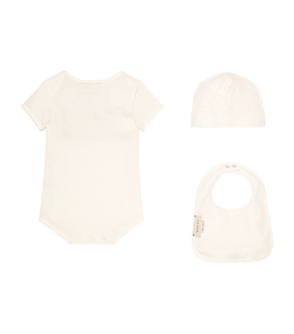 Gucci Gucci Kids Bodysuit, Hat And Bib Gift Set