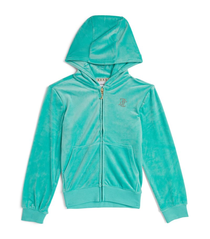 Juicy Couture Kids Juicy Couture Kids Velour Diamanté Zip-Up Hoodie (7-16 Years)