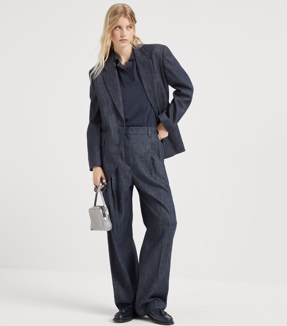 Brunello Cucinelli Brunello Cucinelli Denim Wide-Leg Tailored Trousers