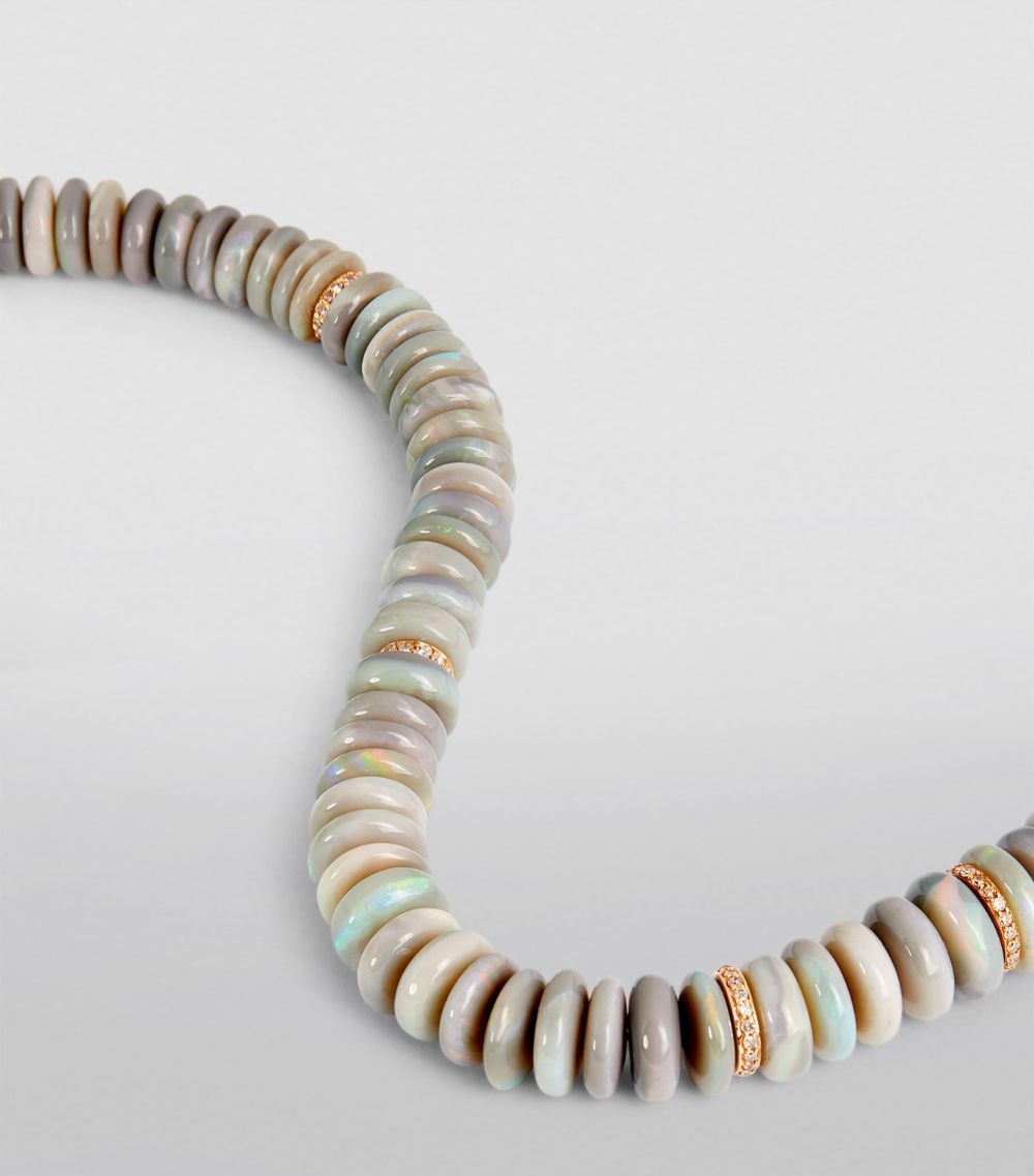 Jacquie Aiche Jacquie Aiche Yellow Gold, Diamond And Opal Graduated Beaded Necklace