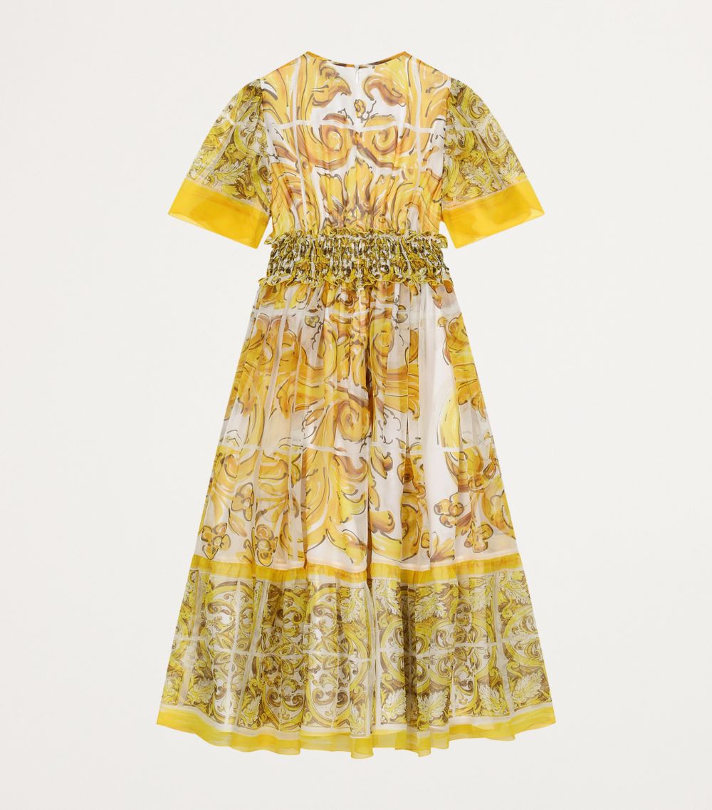 Dolce & Gabbana Dolce & Gabbana Kids Chiffon Yellow Majolica Dress (8-12+ Years)