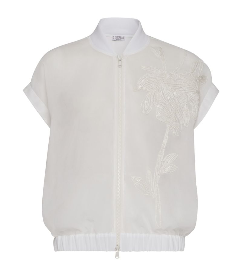 Brunello Cucinelli Brunello Cucinelli Cotton Organza Embroidered Bomber Jacket