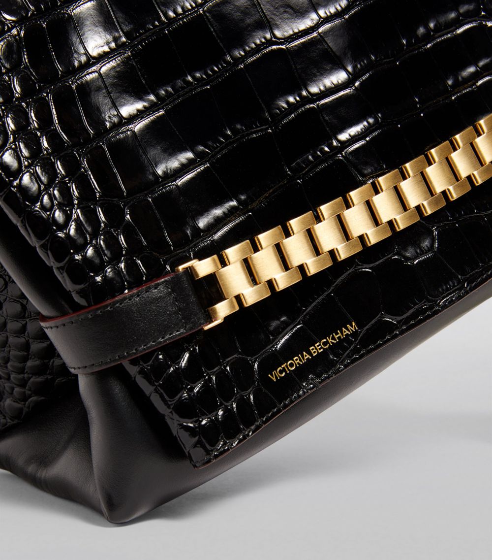 Victoria Beckham Victoria Beckham Mini Leather Croc-Effect Chain Pouch