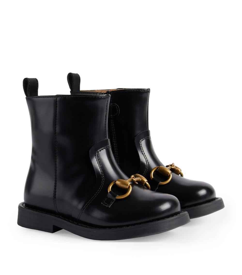 Gucci Gucci Kids Leather Horsebit Boots