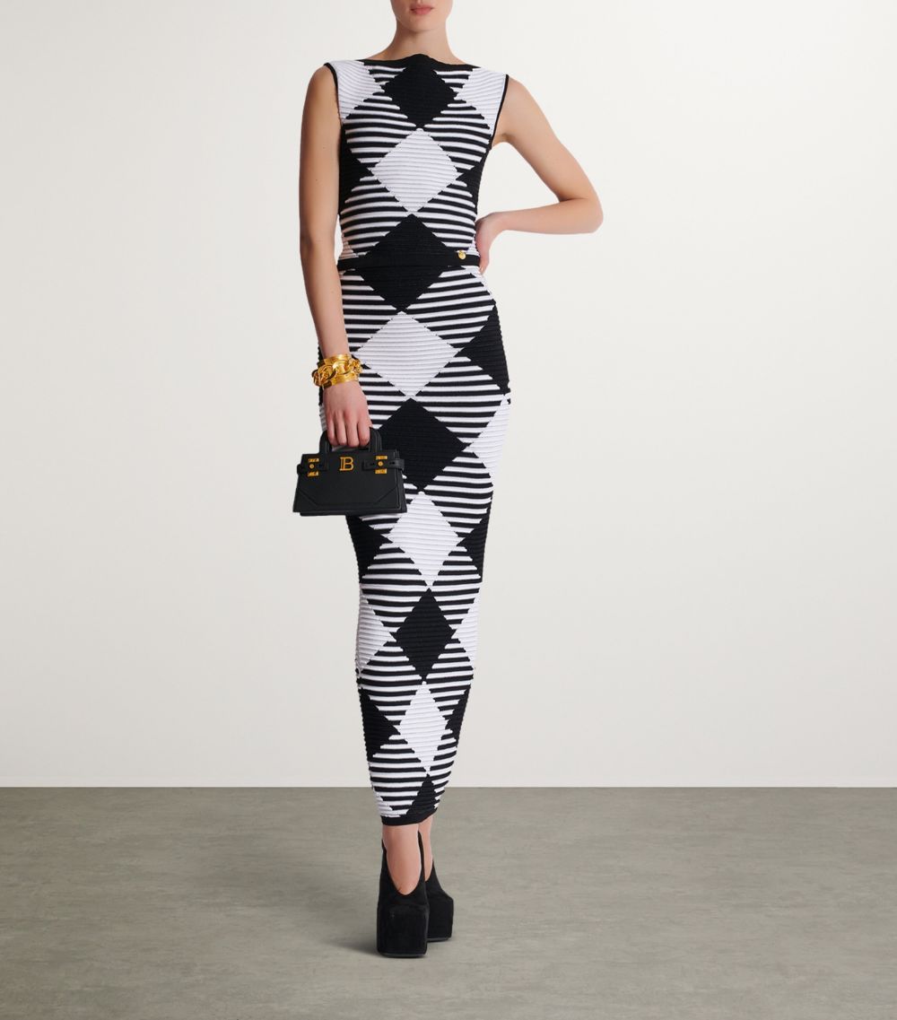 Balmain Balmain Knitted Gingham Maxi Dress