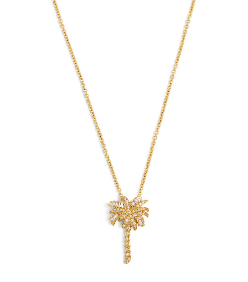 Anita Ko Anita Ko Small Yellow Gold And Diamond Palm Tree Pendant Necklace