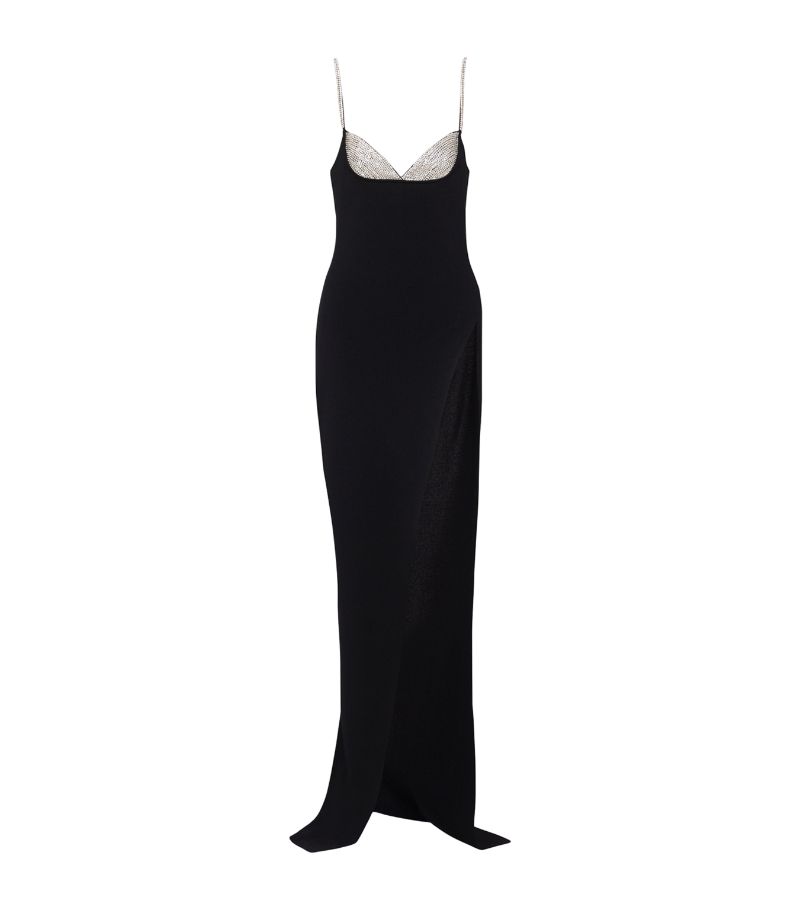 Balmain Balmain Crystal-Embellished Knitted Gown