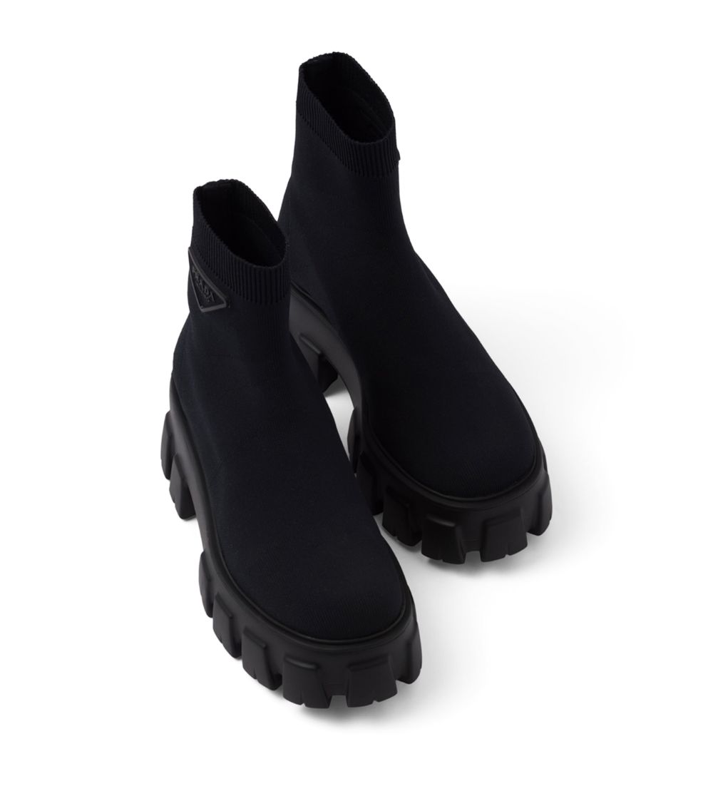 Prada Prada Knitted Monolith Ankle Boots