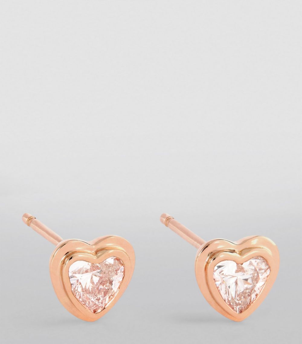 Shay Shay Rose Gold And Diamond Mini Me Heart Stud Earrings