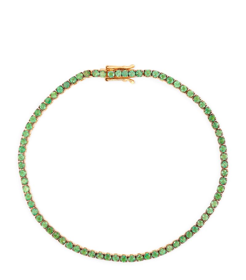 Shay Shay Yellow Gold And Emerald Single Line Thread Bracelet