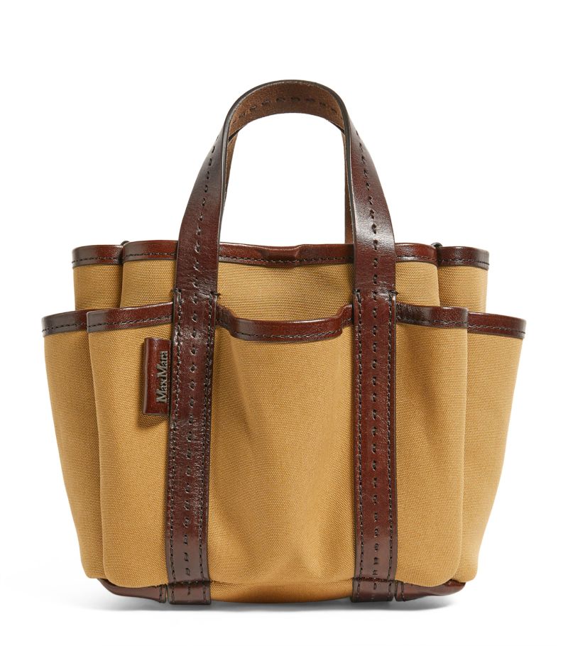 Max Mara Max Mara Mini Canvas-Leather Tote Bag