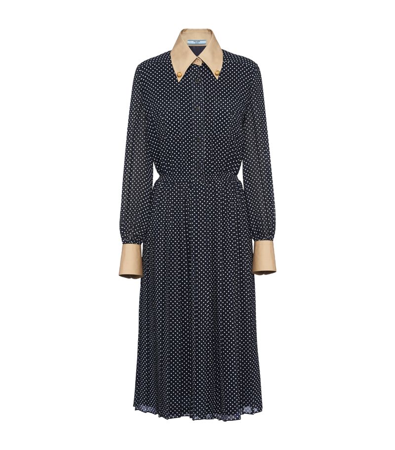 Prada Prada Georgette Polka-Dot Midi Dress