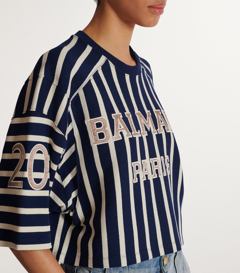 Balmain Balmain Striped Baseball T-Shirt