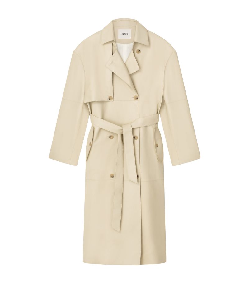 Aeron Aeron Leather Belted Peggy Trench Coat