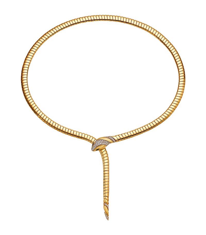 Bvlgari Bvlgari Yellow Gold And Diamond Serpenti Tubogas Necklace