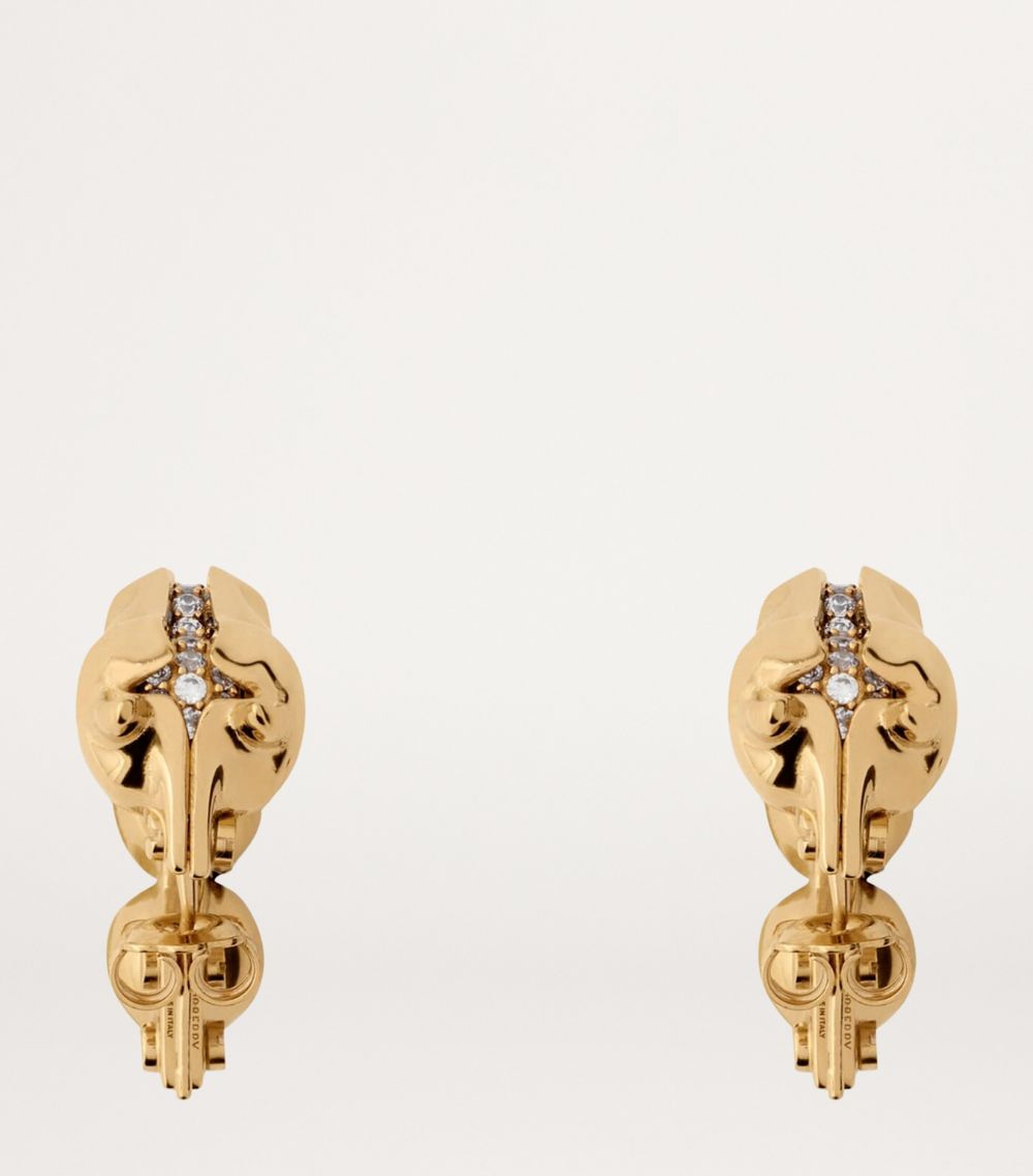 Burberry Burberry Gold-Plated Pavé Horse Hoop Earrings