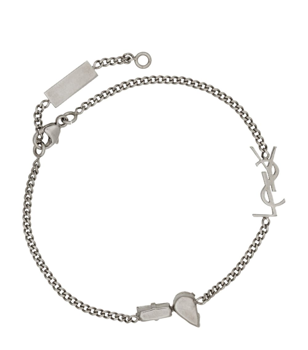 Saint Laurent Saint Laurent Crystal Monogram Chain Bracelet