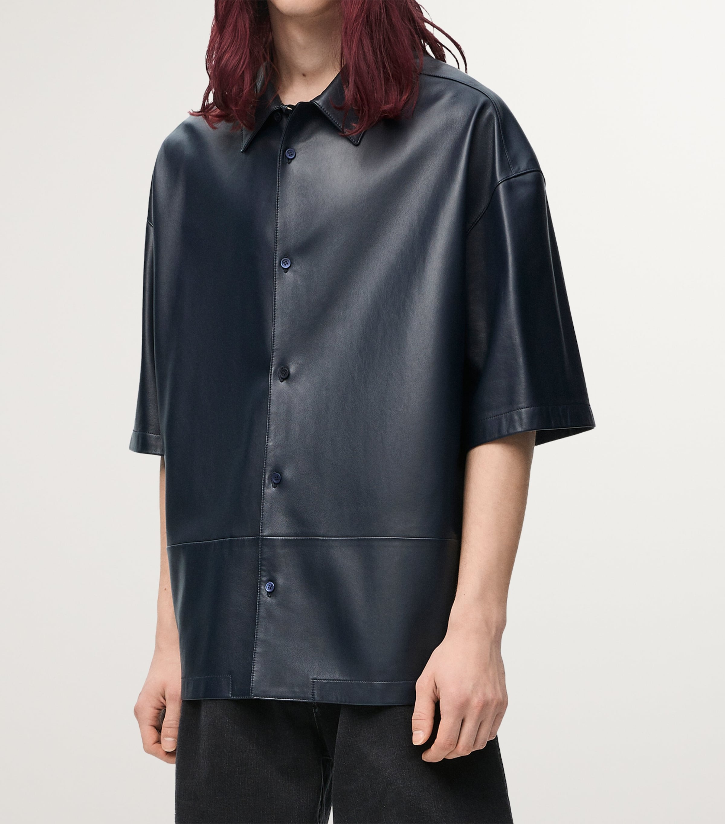 Loewe Loewe Leather Short-Sleeve Shirt