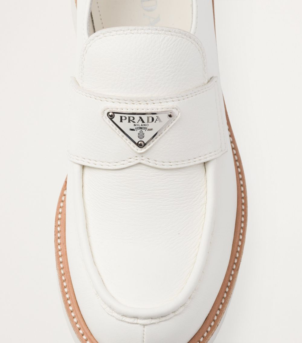 Prada Prada Leather Triangle Loafers