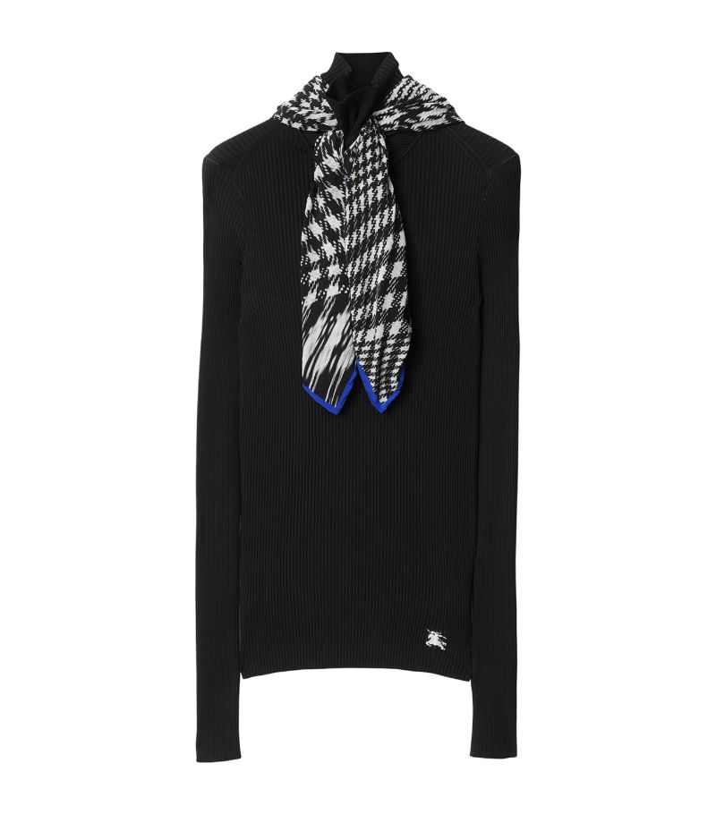 Burberry Burberry Ribbed-Scarf High-Neck Sweater