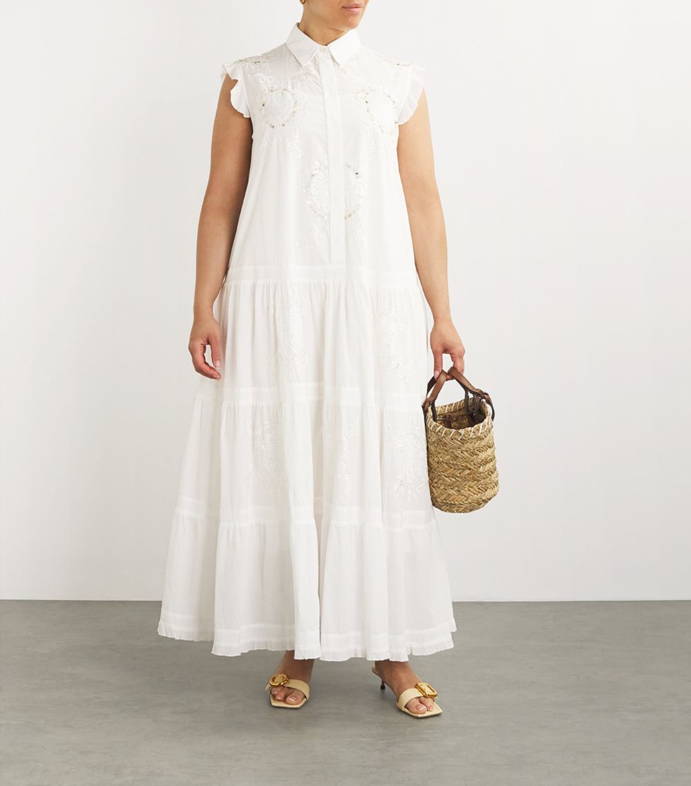 Marina Rinaldi Marina Rinaldi Cotton Voiled Embroidered Dress